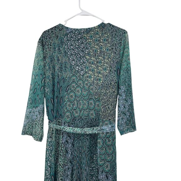 Kate & Lily Womens Green Multicolor Wrap Maxi Dress Size 20W Mesh Stretchy Lined - Picture 15 of 16